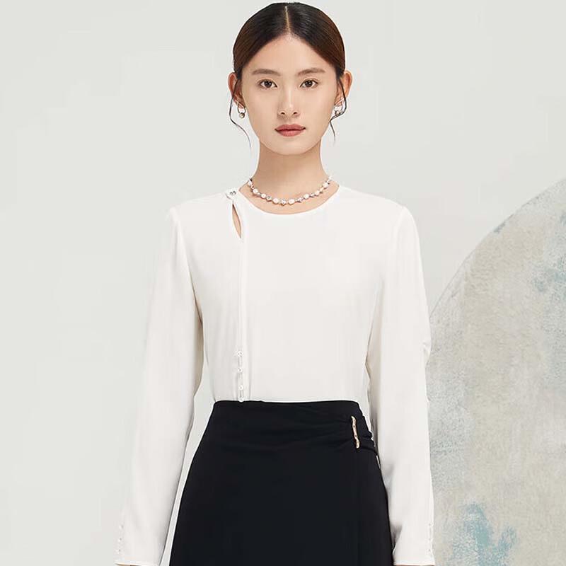 JESSIE Elegant Hollow Round Neck Long Sleeve Top S