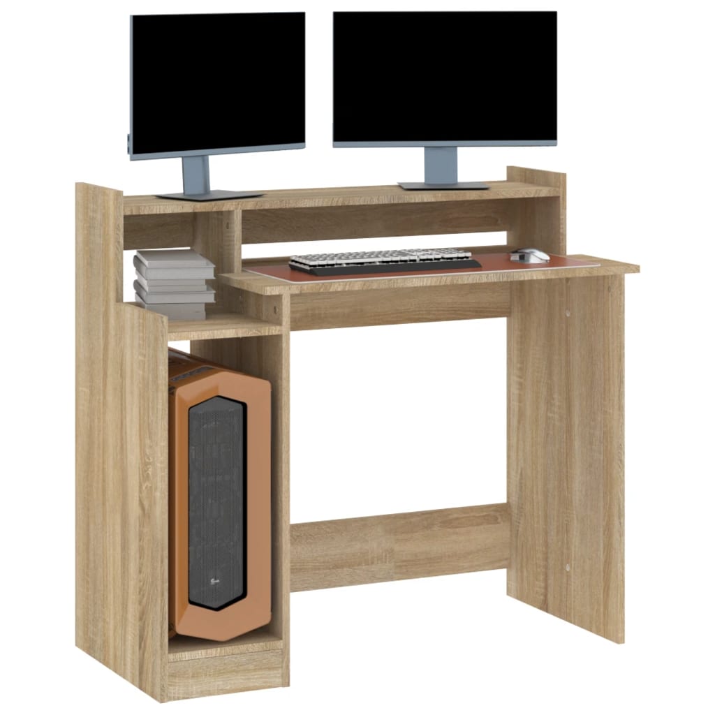 LED Desk in Sonoma Oak 97 x 45 x 90 cm Particleboard
