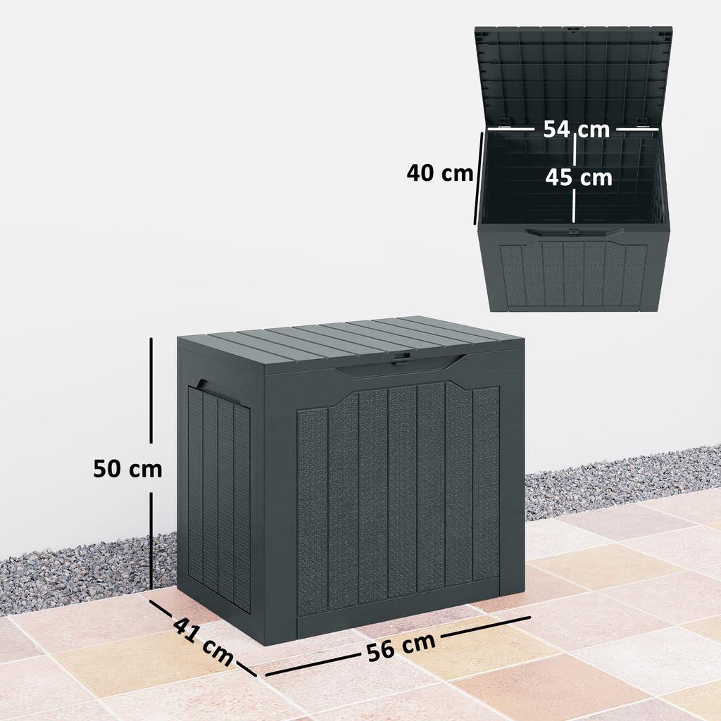Outdoor Storage Box, 97 L, Waterproof, Recessed Handles, 56 x 41 x 50 cm, Dark Grey