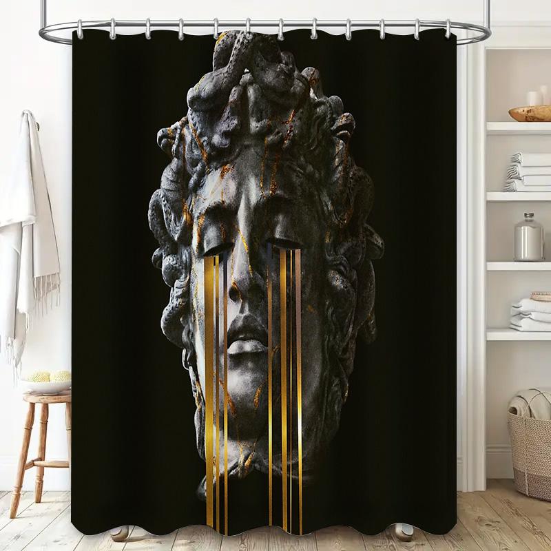 Vintage Roman Bust Shower Curtain Ancient Greek Statue Bathroom Decor Waterproof Tapestry Home Decor Artistic Wall Hanging