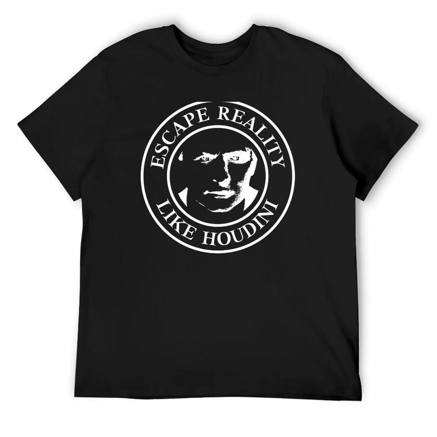 

Harry Houdini - Escape Reality - white T-Shirt anime kawaii clothes valentines boutique clothes mens vintage t shirts S чёрный