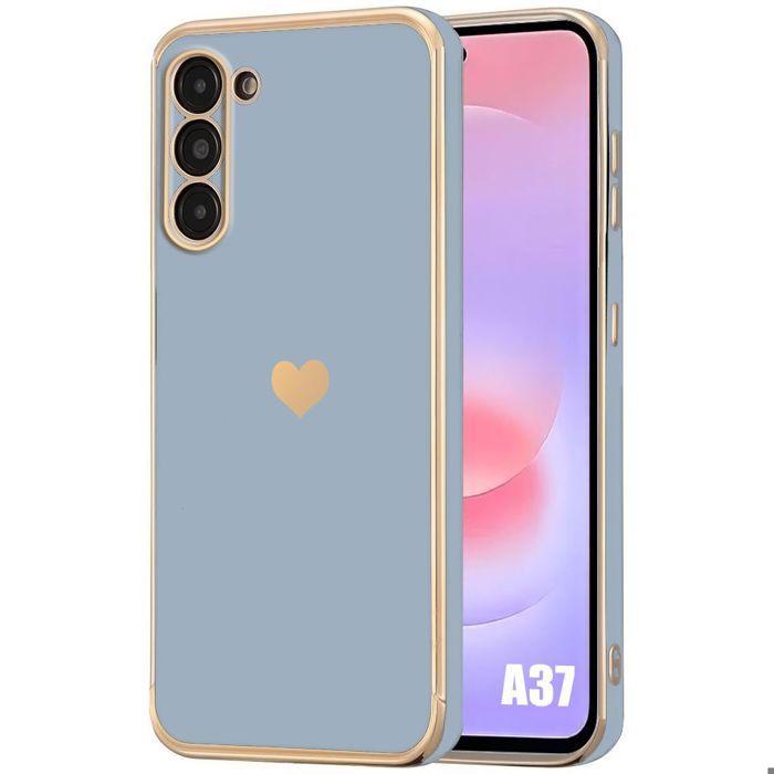 Coque pour Samsung Galaxy A37 5G, Protection Silicone Motif Cœur Antichoc Souple Anti-Rayures Bleu