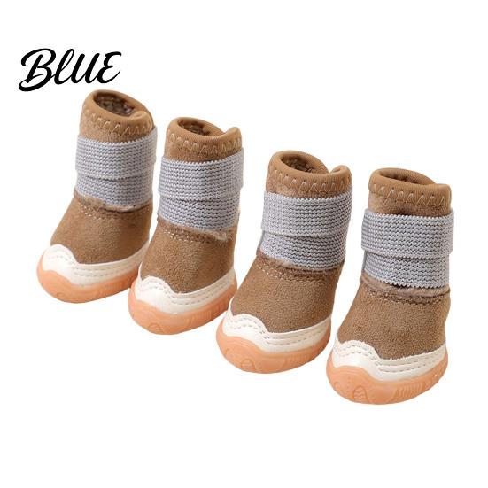 Durable Pet Footwear for Snowy Roads 4Pcs Dog Snow Boots Fleece Lined Winter Booties Anti-Skid Warm Indoor Shoes Small Dogs Paw Protectors