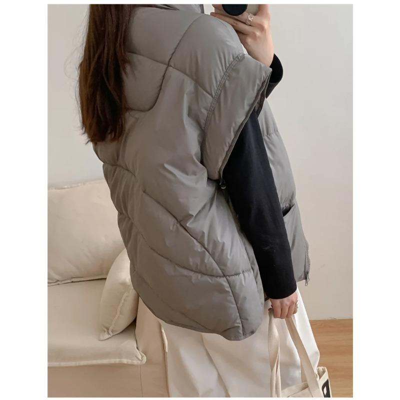 Female Vest Autumn Winter Sleeveless Jacket Coat Loose Short Stand-up Collar Down Vest Women Waistcoat Outerwear