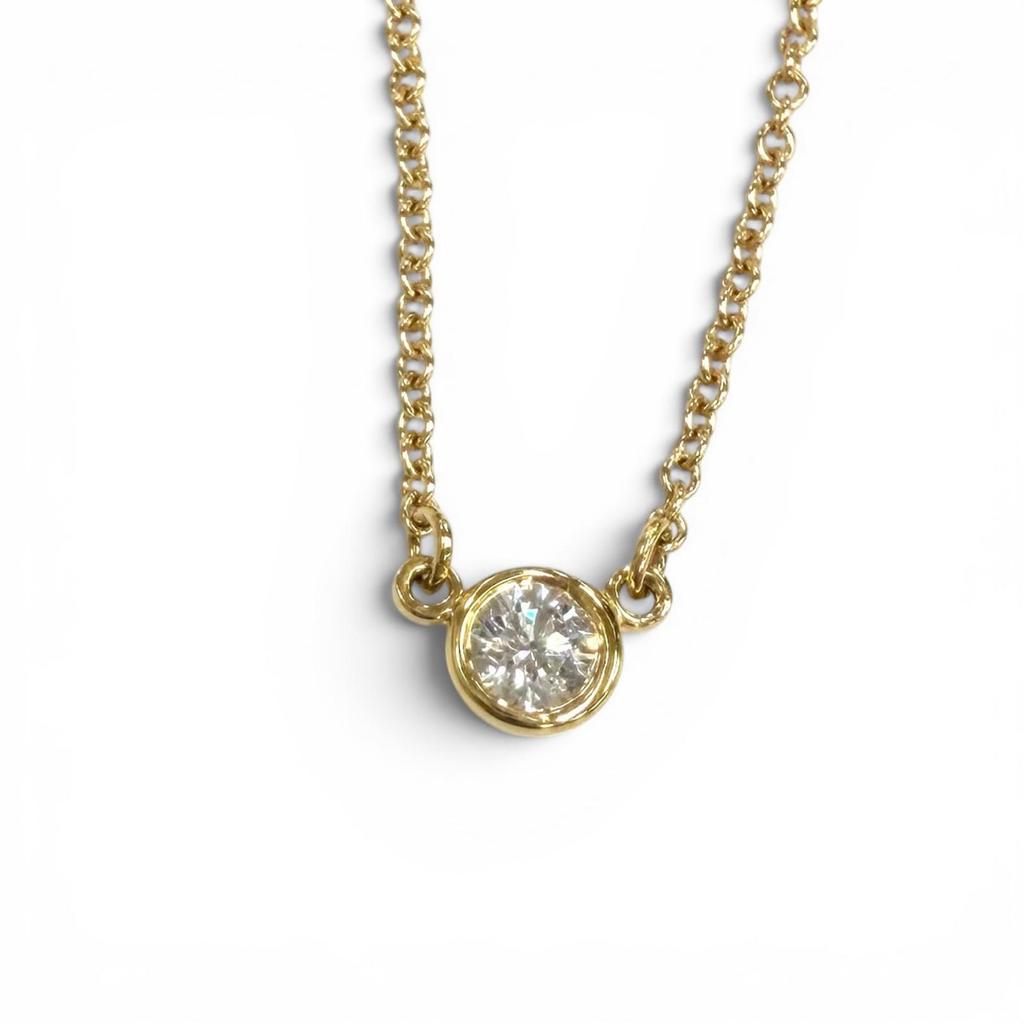 Great TIFFANY&Co. Necklace By the Yard 1P Diamond Necklace Around0.05ct 750 Used