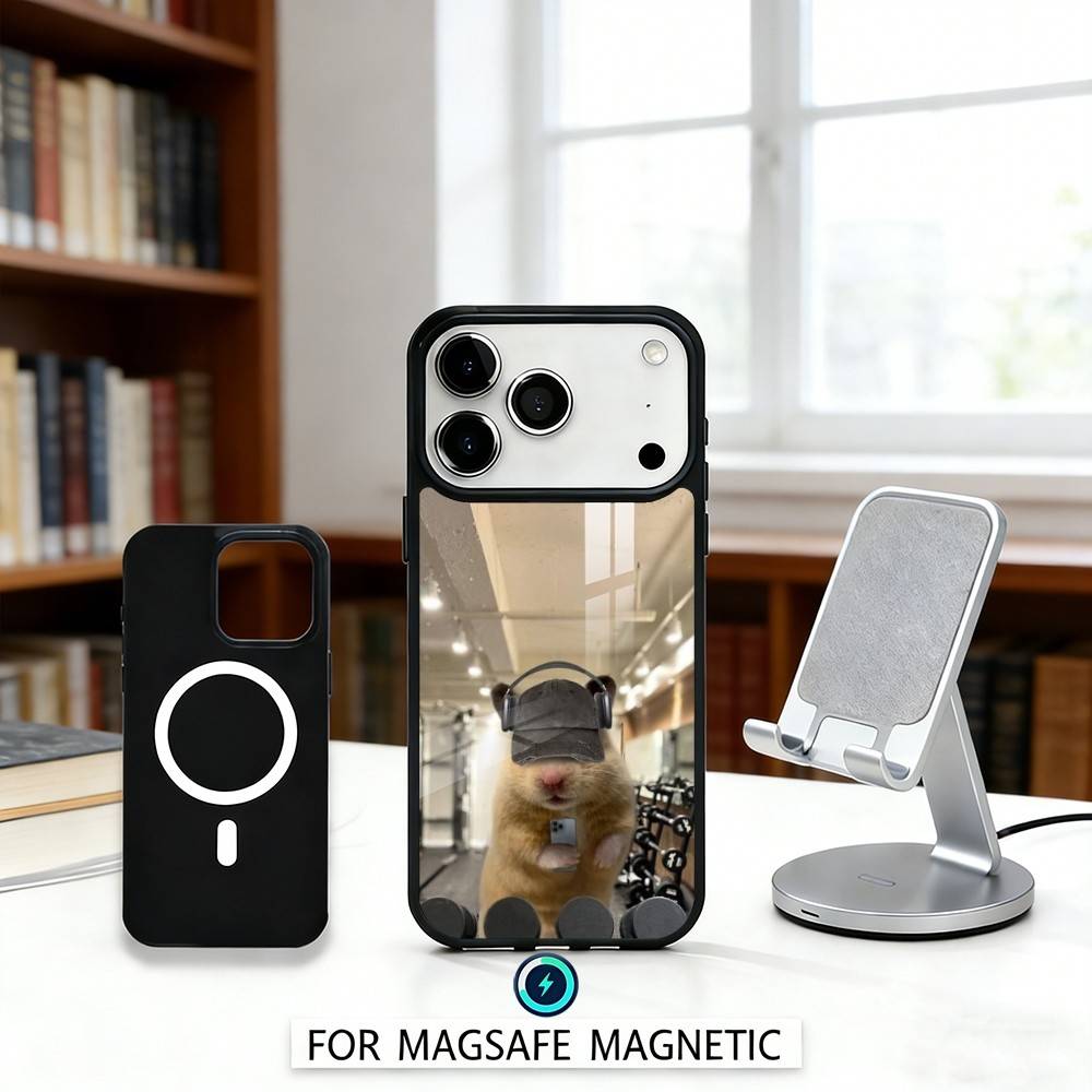 Cute G-Gym H-Hamster Phone Case Magnetic For iPhone17 16 15 14 13 12 Pro Max For Magsafe Wireless Charging Cover