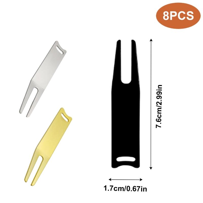 8Pcs/set Golfs Divot Repair Tool Golfs Divot Tool Bending Golfs Green Divot Fork Curved Spit Golfs Green Accessories