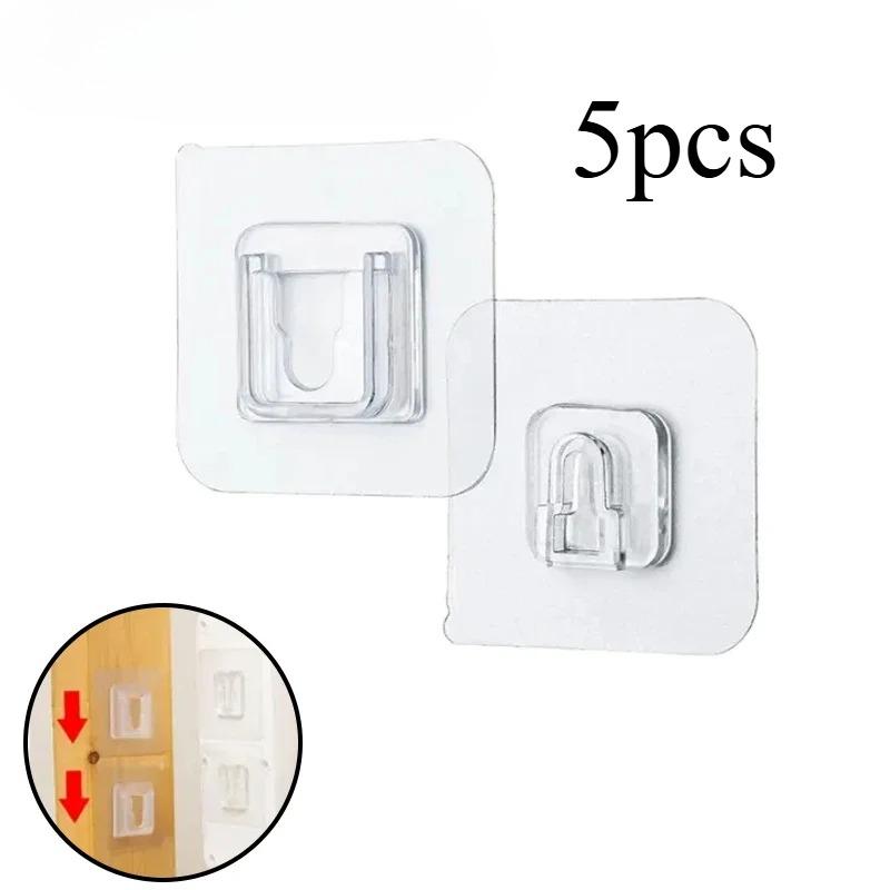 

5/10/20 Double-Sided Adhesive Wall Hooks Hanger Strong Transparent Suction Cup Sucker Hooks Kitchen Bathroom Storage Plug Socket Holders 5pcs