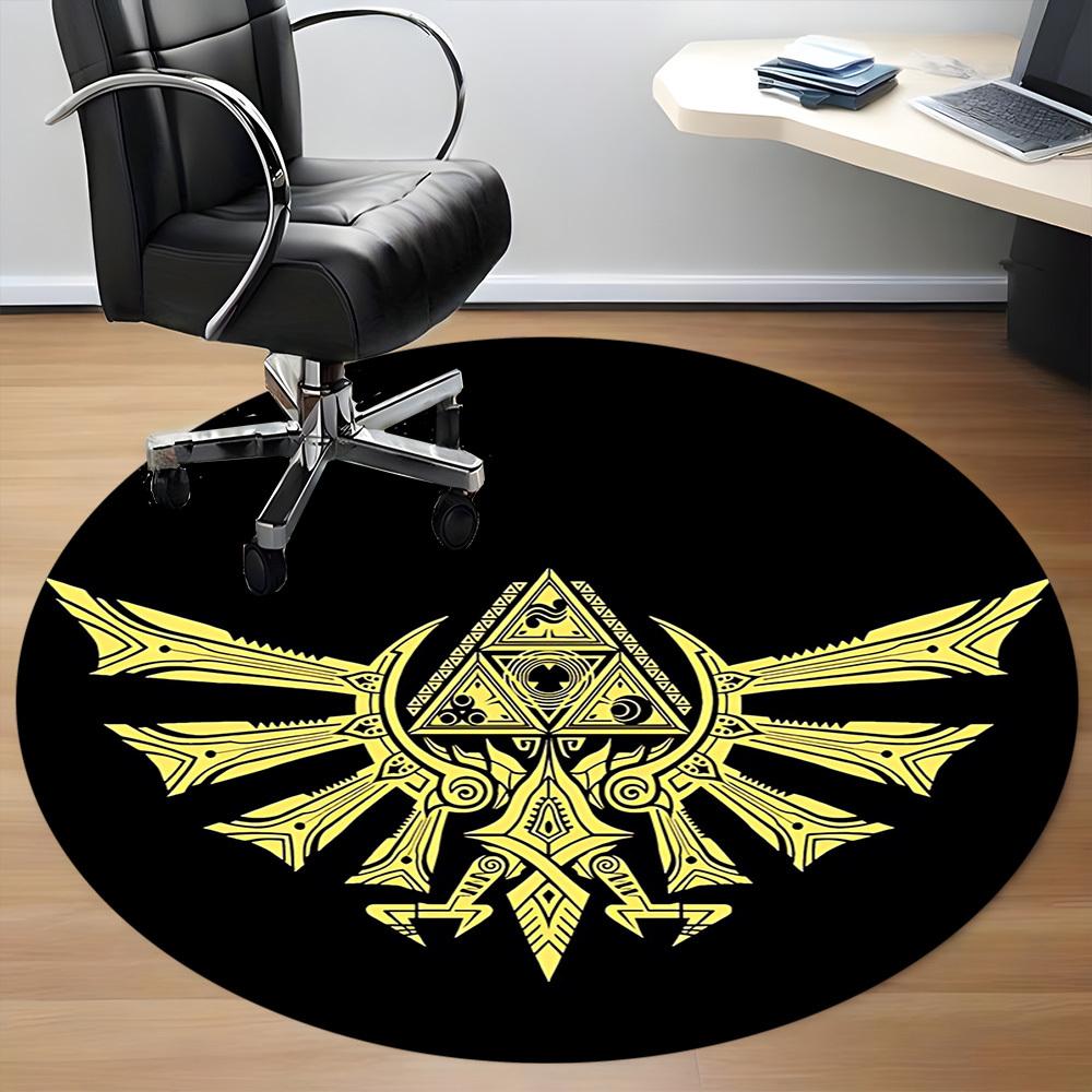 1PC Hyrule Crest Office Round Rug, Non-slip, Soft and Durable Office Rug for Interior Decoration, Perfect for Office yy250915066
