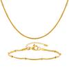 Fashion Personality, Stainless Steel Flat Snake Chain With Beads Gold Bracelet Necklace Ladies 2304