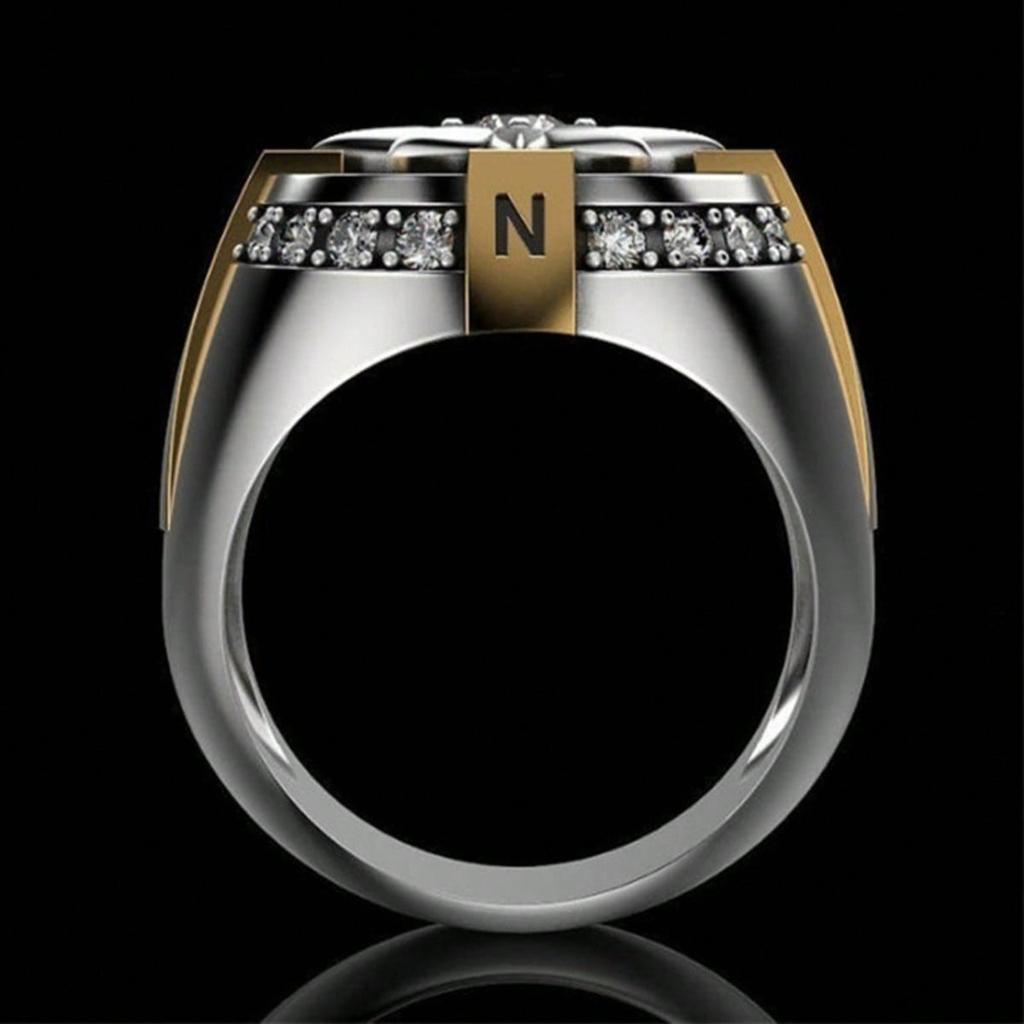 1 Modischer Nordstern Kompass Ring, Silber Gold Ästhetischer Schmuck für Herren, Tägliches Tragen, Feiertagsgeschenk