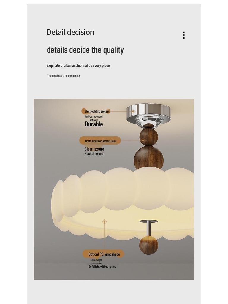 Retro French Cream Chandelier for Bedroom & Study - Creative Designer Full Spectrum Ceiling Light