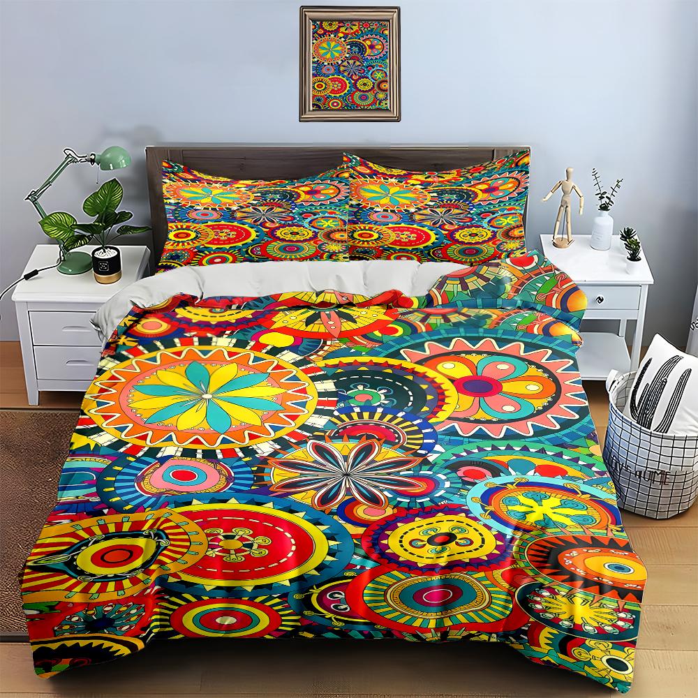 Colorful Mandala Wheels Bedding Duvet Cover Sets Duvet Covers Pillowcases Gifts (1 * Duvet Cover 2 * Pillowcases, Without Duvet Insert)