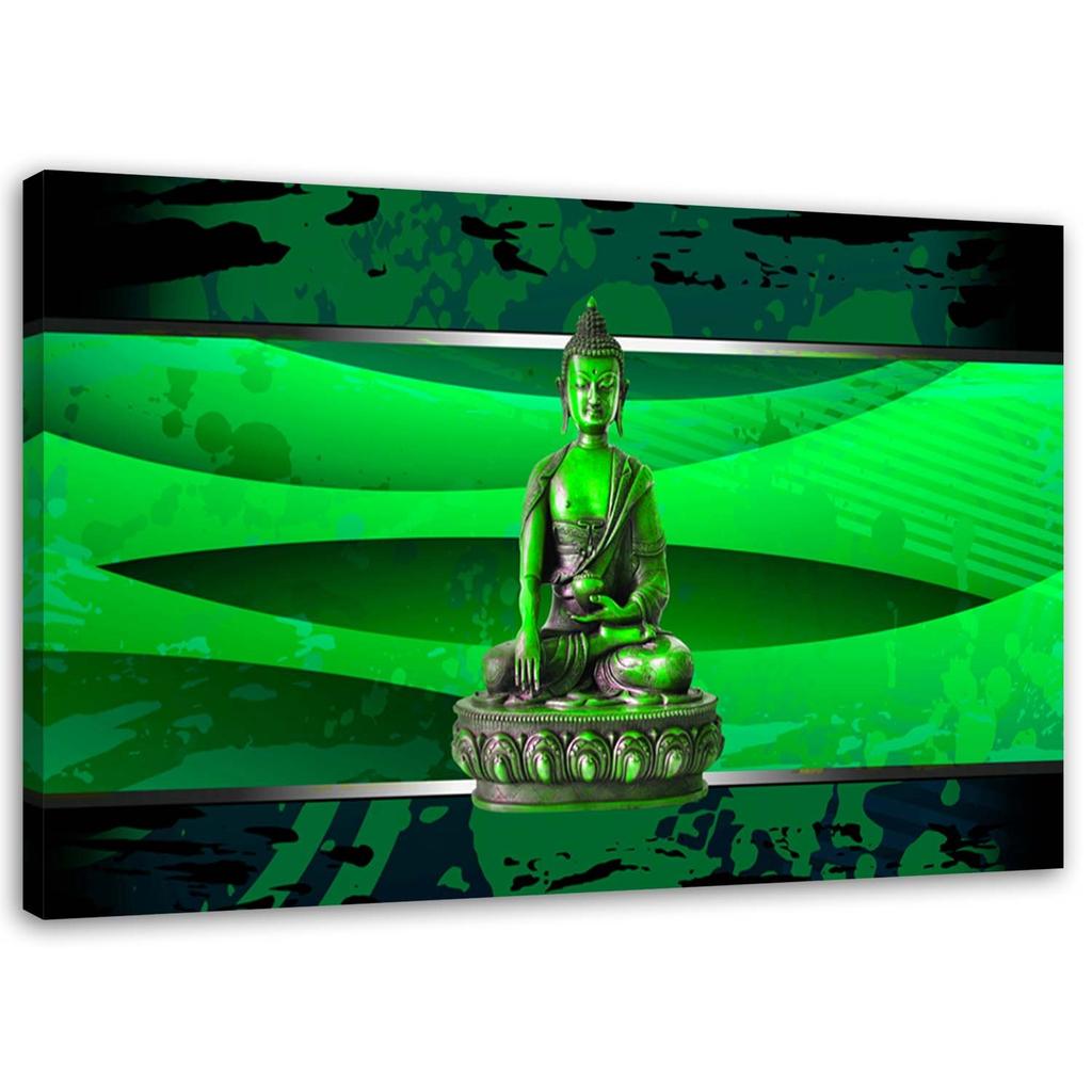 Canvas Print, Buddha On a Green Background