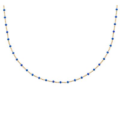 [Q3591] - Golden Blue 'Boho' Gold Plated Necklace (beads) - 45 Cm - 2 Mm