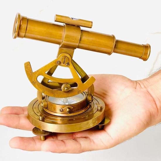 13.97 Cm Brass Alidade Telescope Compass Nautical Navigation Gift Maritime Surveyor Collectible Desk Decor