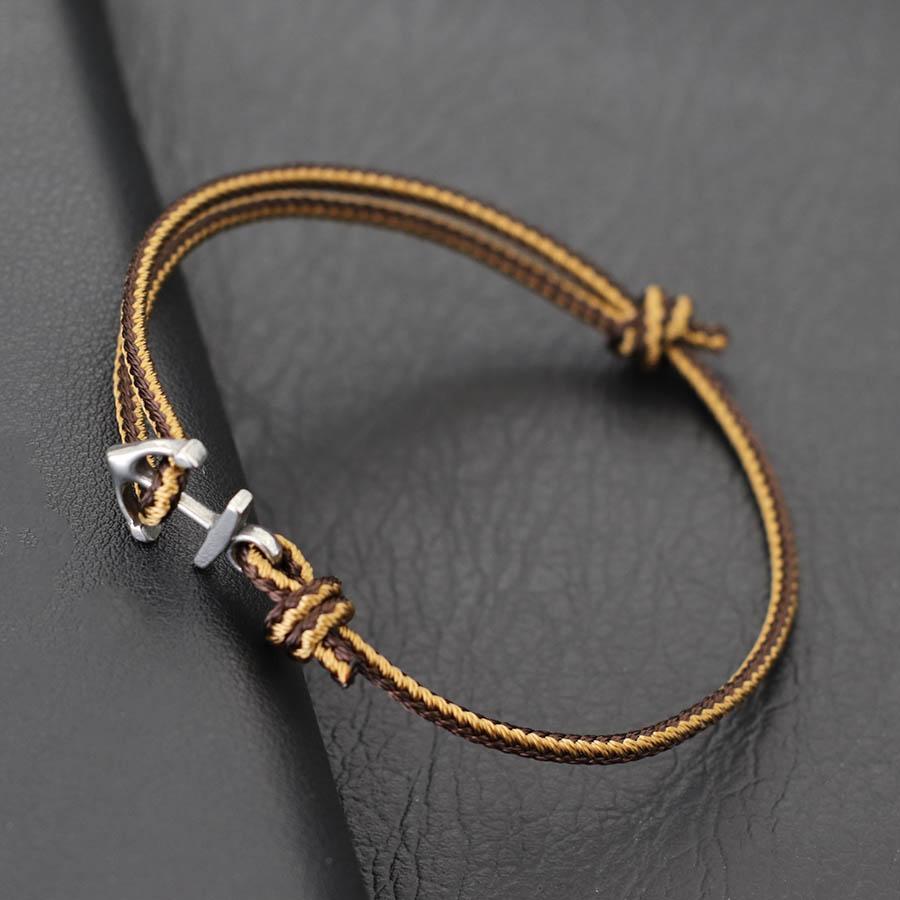 Novel Anchor Bracelet For Men Grade A 3mm Ethnic Thin Marine String Braslet Handmade Adjustable Beach Surfing Nautical Braclet