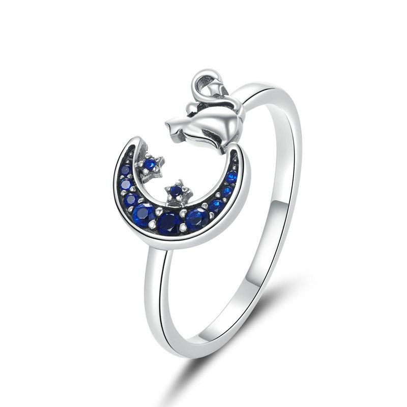 WOSTU Adjustable Rings Real 925 Silver Stackable Engagement Zircon Open Size Rings For Women Female Original Jewelry