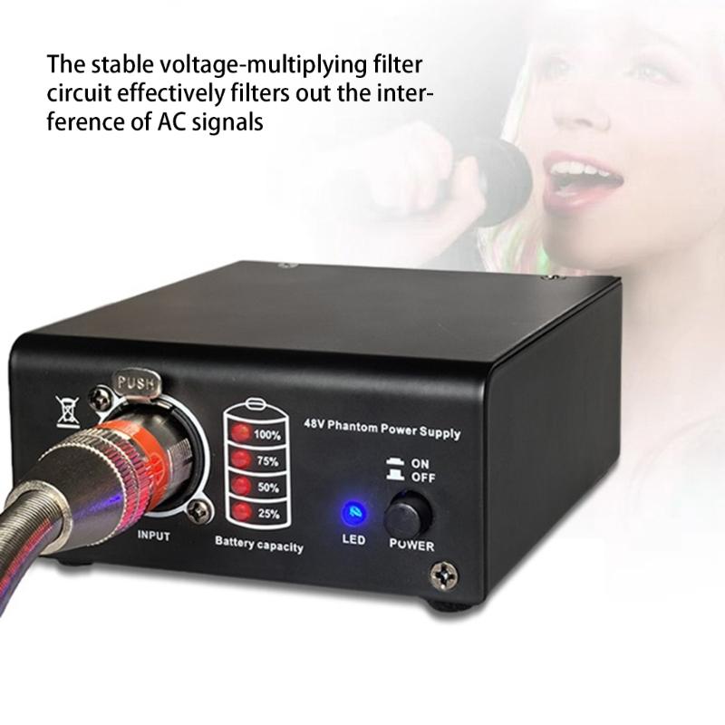 Professional 48V Power Adapter and XLR Cable Set Battery Led Light for Studio Recording