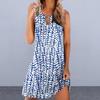 O-Neck Sleeveless Front Hollow Summer Dress A-Line Loose Hem Bohemia Retro Printing Women Mini Dress