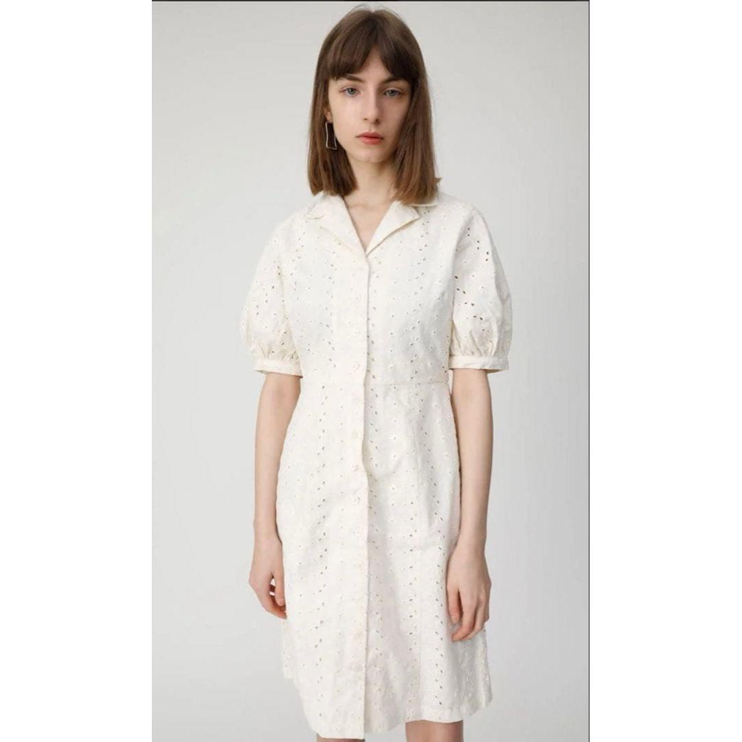 moussy puff sleeve mini dress cotton lace 2 sizes
