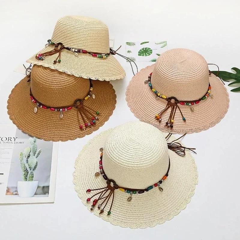 Women's Colorful Straw Knitted Bow Pendant Straw Hat Fashion Vacation Occasion Sun Hat Beach Sun Hat Travel Accessories Gifts