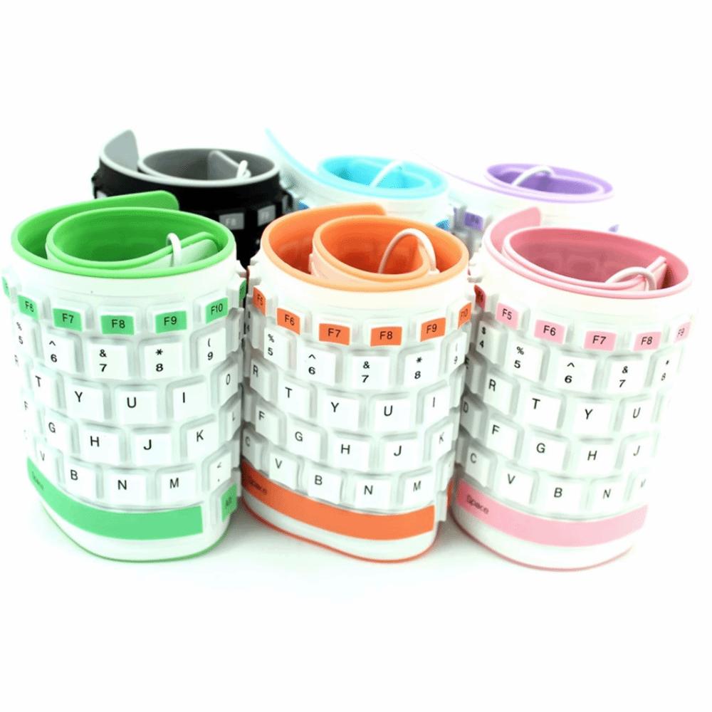 Foldable USB Keyboard 103 Keys Wired Keyboard Colorful Flexible Keyboard  PC/Laptop