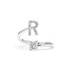 Ring - LUXENTER - Alphabet - Adjustable Size - Rhodium Plated - Letter R