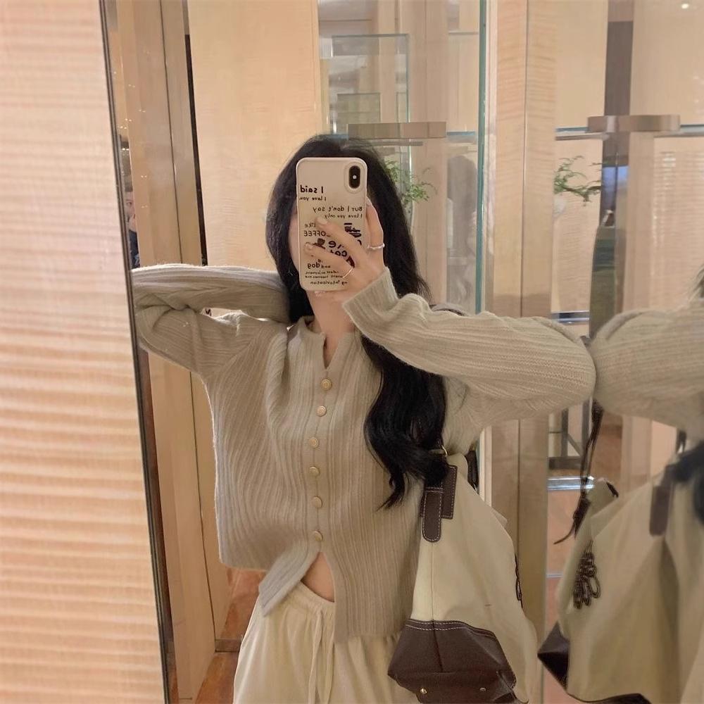 

Корейский Минималистичный Элегантный Трикотаж Весна Осень Шикарный Свитер Офисная Одежда Топ Сезонная Эстетика One Size