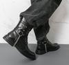 Men's Punk Style Motorcycle Boots - Wear-Resistant Leather, Thick Mid-Calf, Plus Size, Autumn/Winter Martin Boots