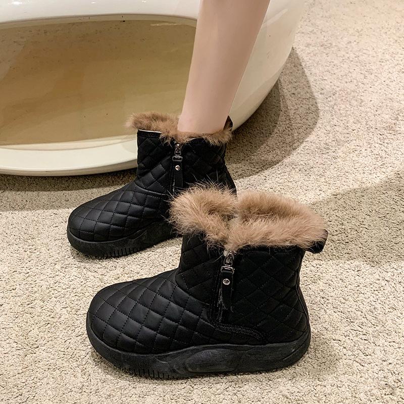 

Мода интернет-знаменитостей, меховые интегрированные зимние ботинки, женские новые зимние утепленные популярные хлопковые ботинки, теплые хлопковые ботинки-«хлебушки» 40 чёрный