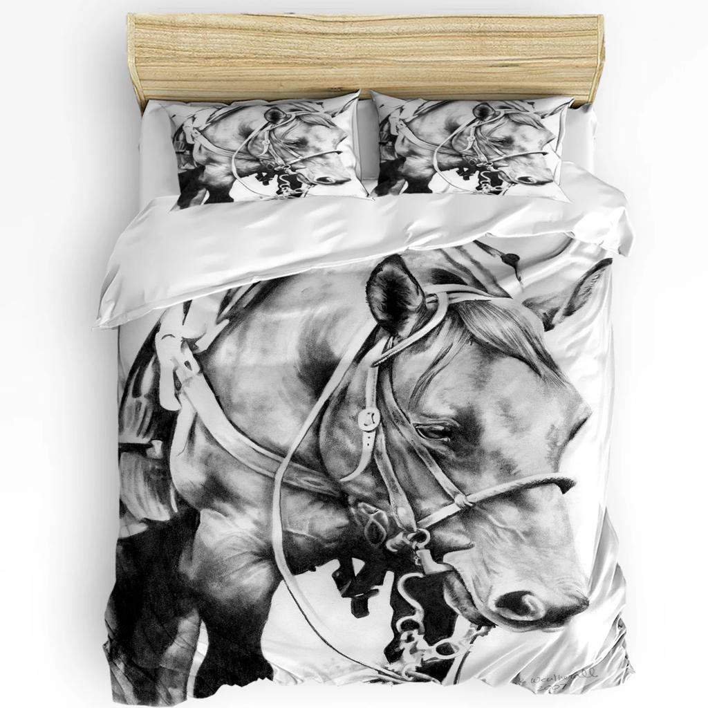 Běžící Cválající Kůň Hnědé Zvíře 3dílná Ložní Souprava Do Ložnice Dvojlůžko Domácí Textil Povlak na Přikrývku Prošívaný Povlak na Polštář