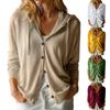 Women's Lightweight Hooded Cardigan Button Front Knit Sweater Long Sleeve Loose Fit Thin Jacket for Casual Layering