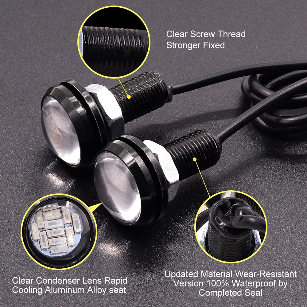 X-STYLE LED Daylight, Eagle Eye, 0.9 inches (22 mm), Red, 12 LED Bolt-shaped, Cow