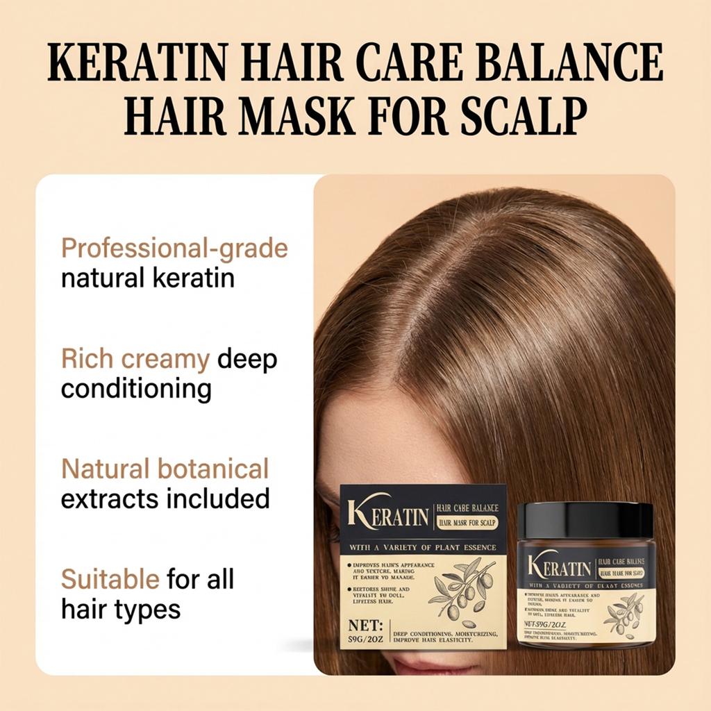 Keratin Deep Nourishing Hair Mask: Moisturizes And Nourishes The Scalp, Improving Hair Elasticity And Texture.