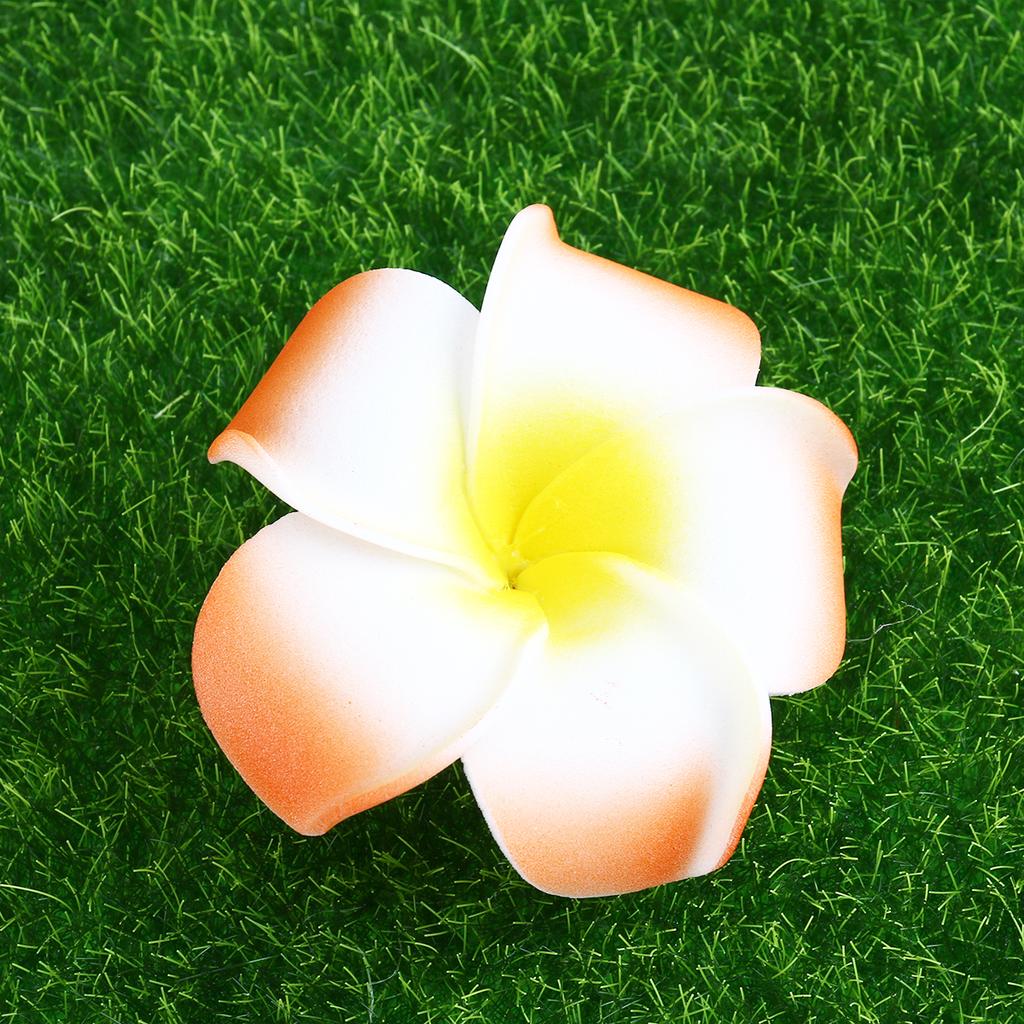 100Pcs 6Cm White Foam Flower Set Artificial Plumeria Hawaiian Frangipani for Wedding Party Decoration DIY Hair Accessories Beads