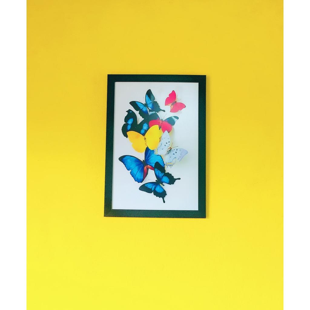 Målningar Fjäril Modern Konst UV-lackerad Målning med Ram för Heminredning (Flerfärgad, 14" x 20")