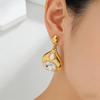 Stainless Steel 18K Real Gold Plated Teardrop Zirconia Pendant Earrings Fade Resistant Lightweight Luxury Vintage Jewelry Women
