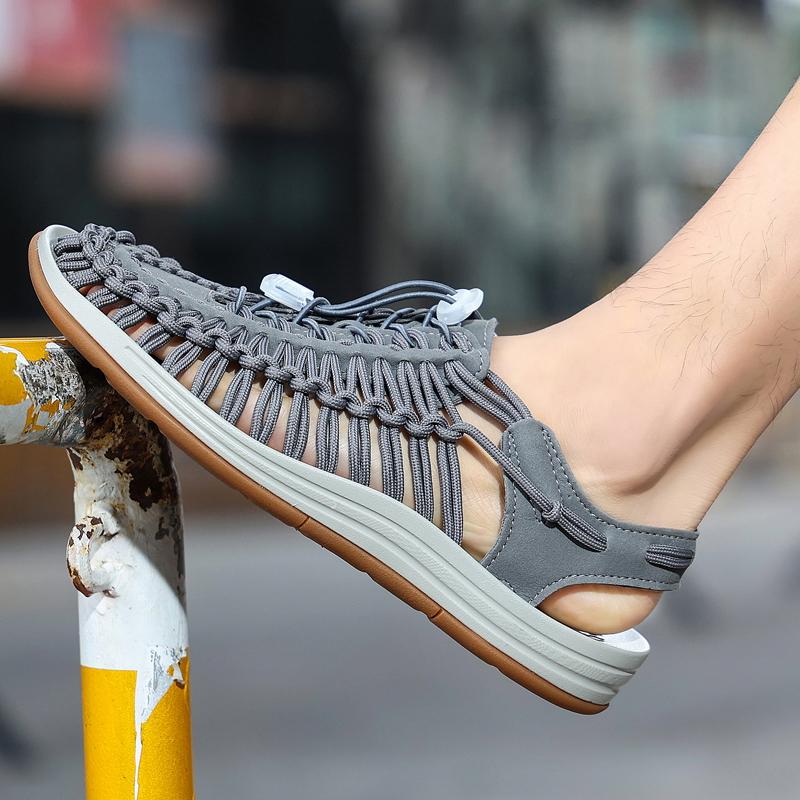 Fashion Summer Sandals Men Brand Designer Fashion Casual Outdoor Waders Large Size Hand-woven High Quality Beach Sandal Shollow Out Shoe