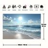 2D Bright Coastal Tapestry Ocean View with Sparkling Sunlight and Turquoise Waves Wall Art
