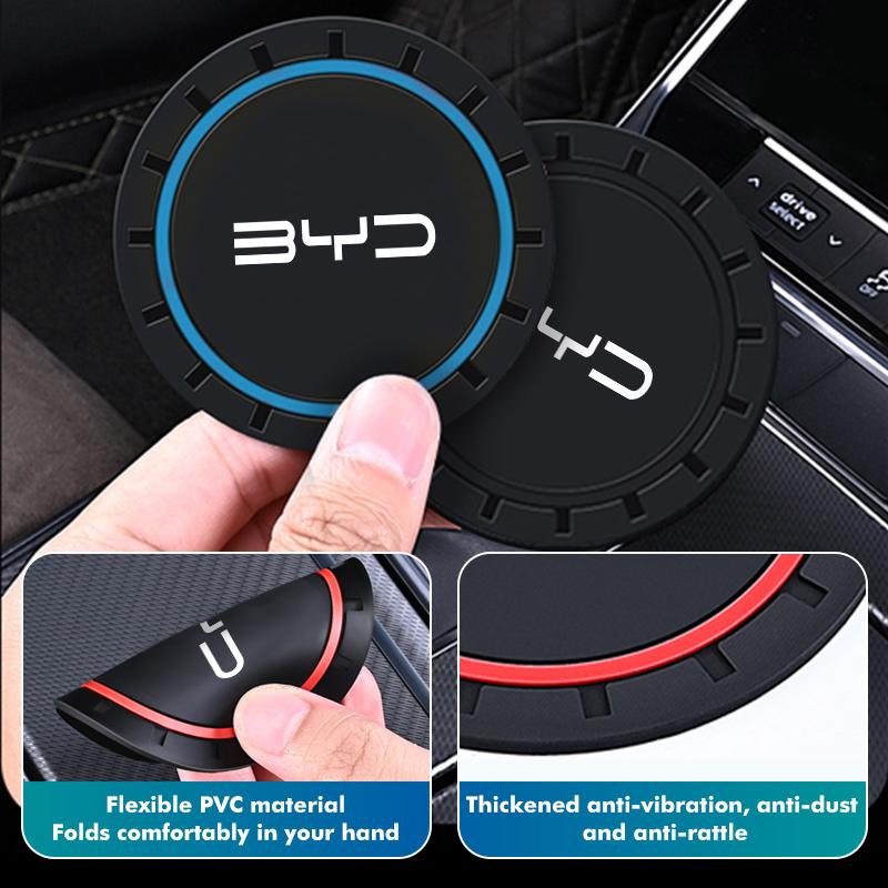 Auto-Getränkehalter-Untersetzer Rutschfestes Pad Matte Innenraum-Dekor Zubehör für BYD Qin Pro Tang F3 E6 Atto 3 Yuan Plus Song Max G3 I3