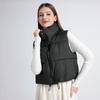 New Winter Cotton Vest For Women, Loose Korean Style Simple Stand Collar Short Sleeveless Jacket, Casual Versatile Outerwear