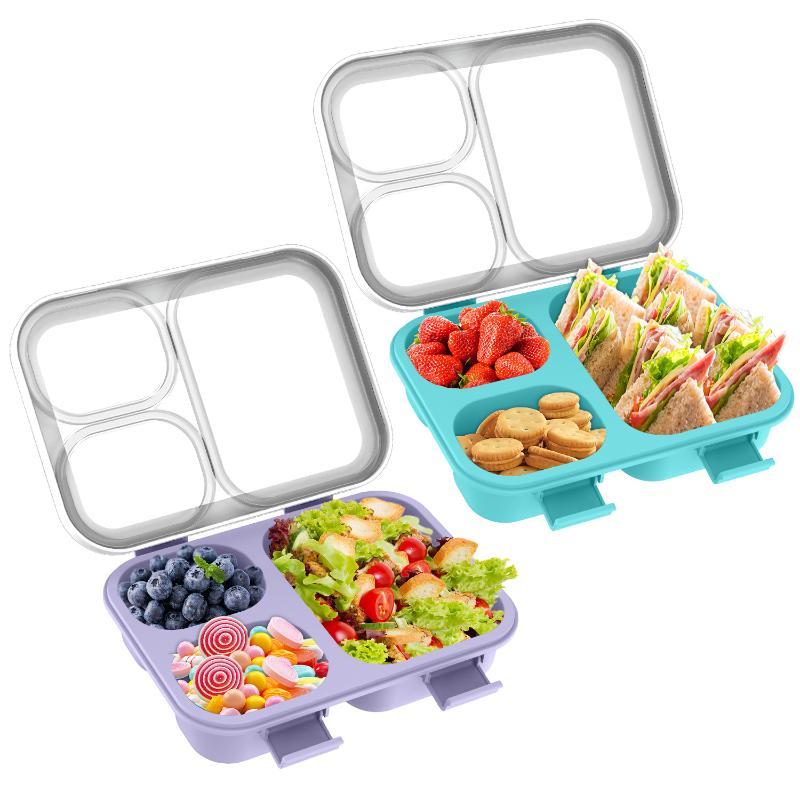 Bento Lunch Box Leak Proof 3 Compartments Portable Food Storage Box for Kids School Office Outdoor Picnic