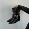 Black British Style Pointed Thick Heel Boots Women's 2025 New Autumn Small Man Height Increase Thin Short Boots Knight Boots