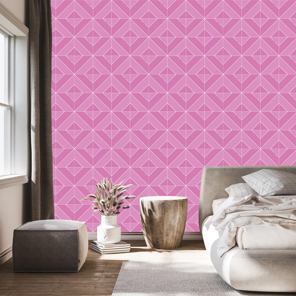 Geometric rhombus wallpaper, fine detail, powder pink 50x1000