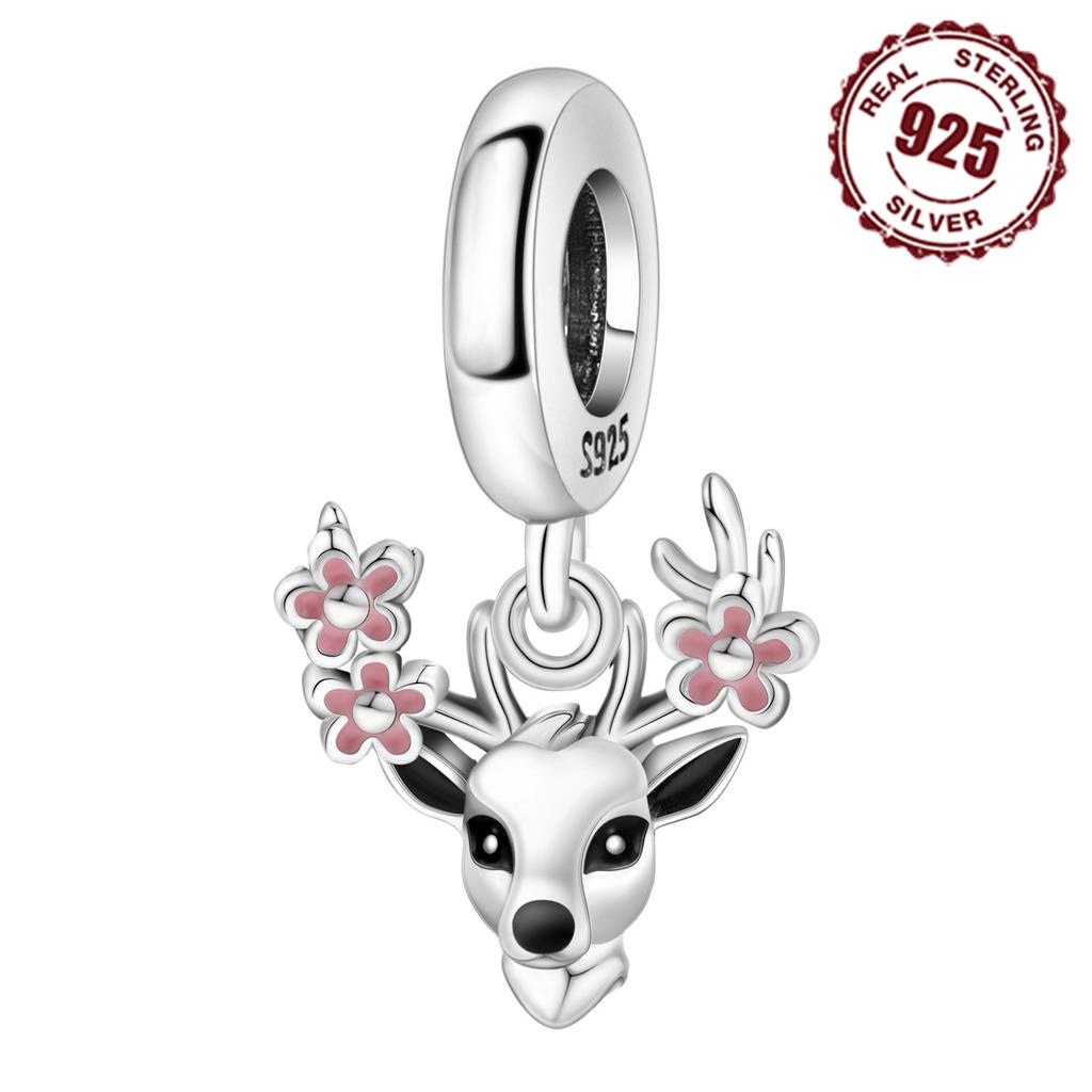 Copper Cute Sika Deer Pendants Bracelet Charms Fit Bangle For Women Jewelry Party Beads Fine Gifts Diy Accessory
