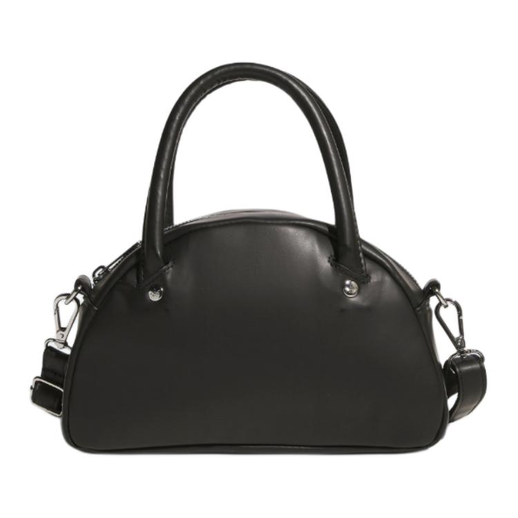 Adidas Originals Trefoil Silver Metal Accessories PU Shoulder Tote Bag Small Women Bags Black KC1415