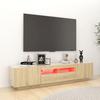 Vidaxl Szafka Tv Z Oświetleniem Led, Kolor Dąb Sonoma, 180X35X40 Cm