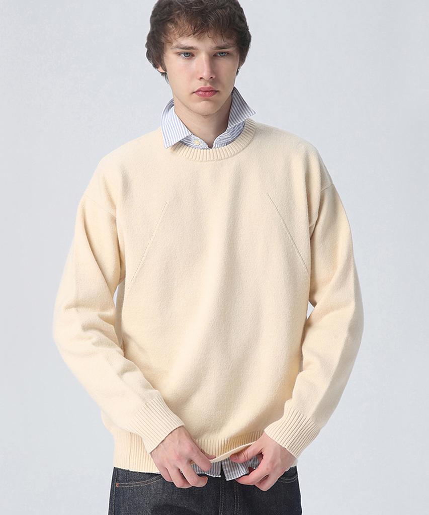 Beullumeol Pbt Wool Crew Neck Knit - Oatmeal Beige