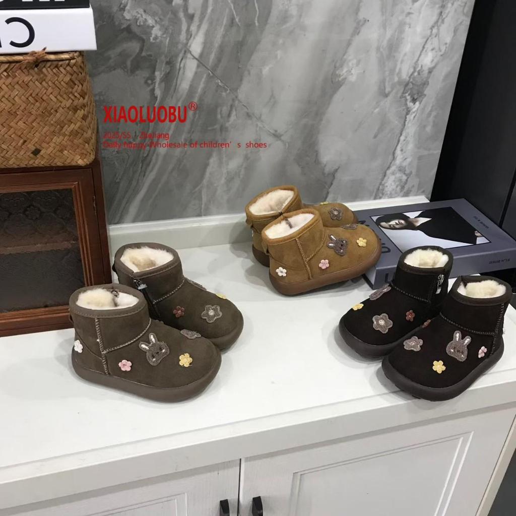 Girls' 3D Flower Snow Boots - 2025 Autumn/Winter Collection: Comfortable, Warm, and Soft Cotton Children's Shoes